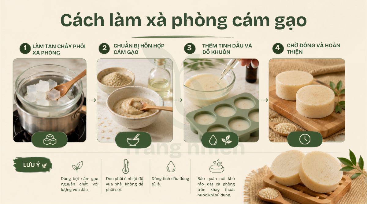 Bật mí cách làm xà phòng cám gạo