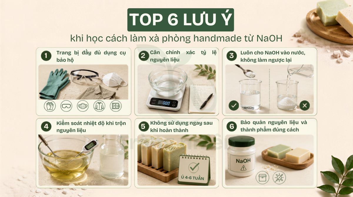 Top 6 lưu ý khi học cách làm xà phòng handmade từ naoh