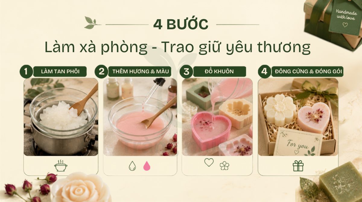 4 bước làm xà phòng