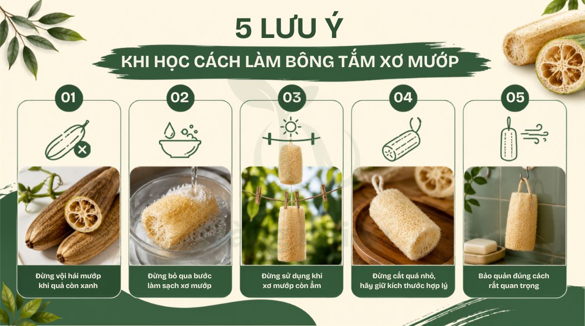 5 lưu ý khi học cách làm bông tắm xơ mướp