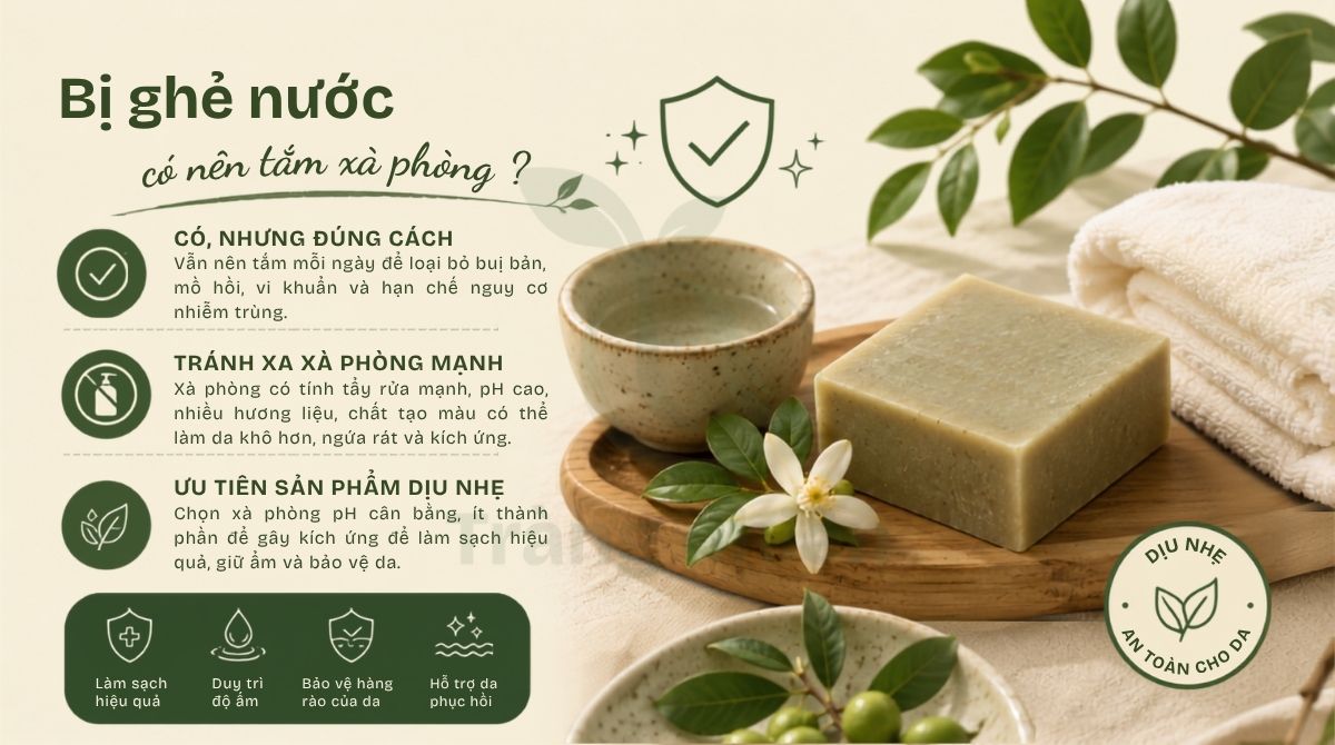 Bị ghẻ nước có nên tắm xà phòng hay không
