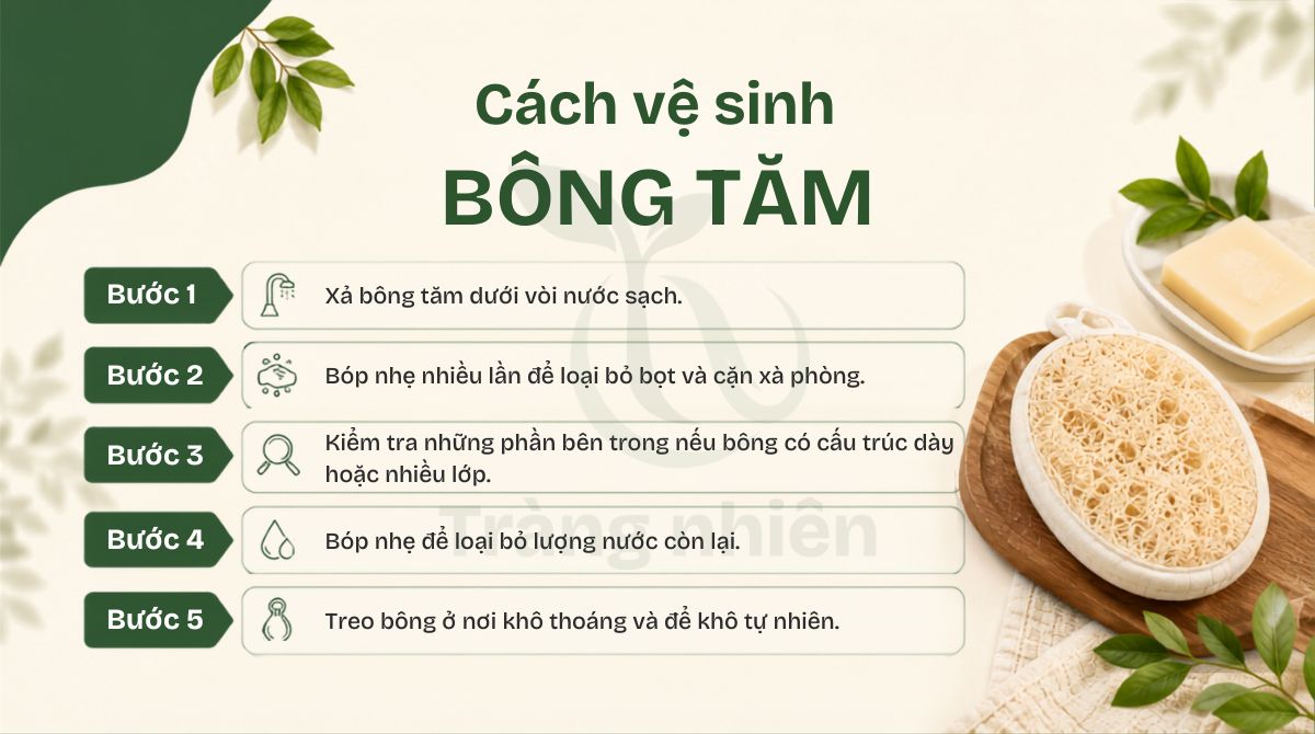 Cách vệ sinh bông tắm