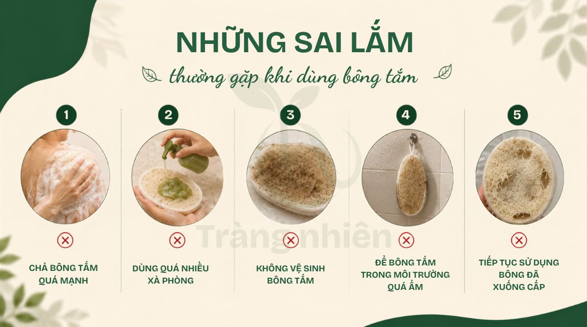 Những sai lầm khi dùng bông tắm